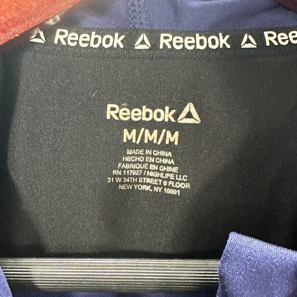 Reebok Track Jacket Womens Medium Blue Stretch Long Sleeve Thumb Holes Full Zip - Picture 4 of 7